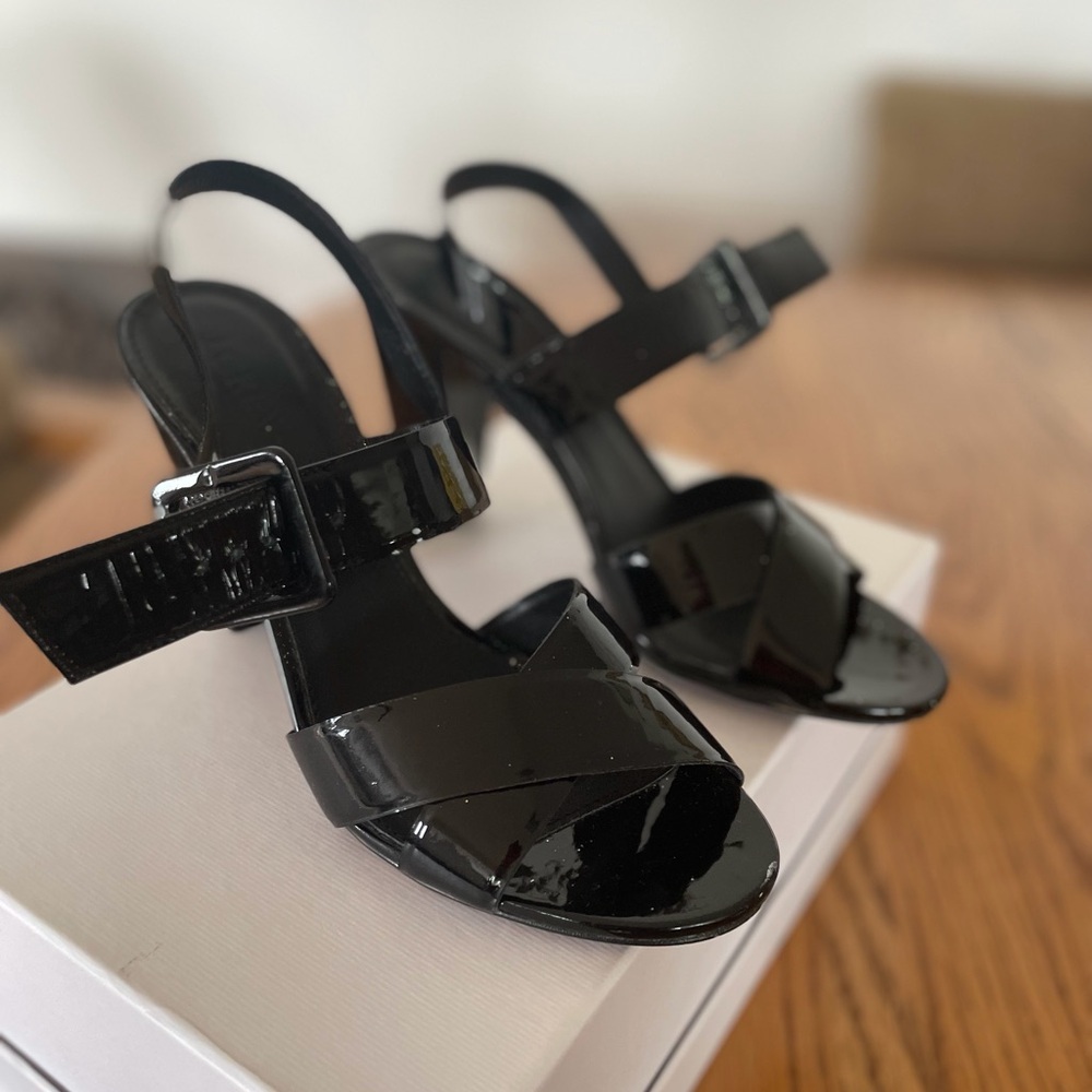 J. Crew Black Patent Slingback Heels